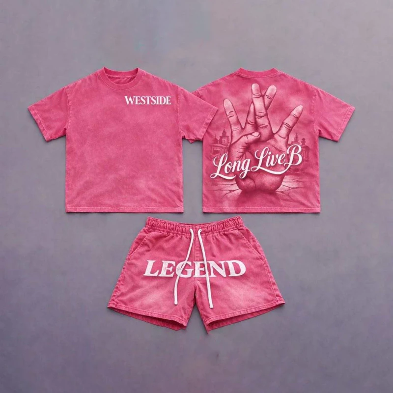 Mens-Summer-Acid-Wash-Two-Piece-Graphic-T-Shirt-and-Shorts-Set-Custom-DTG-Print-Logo-Breathable-Tracksuit