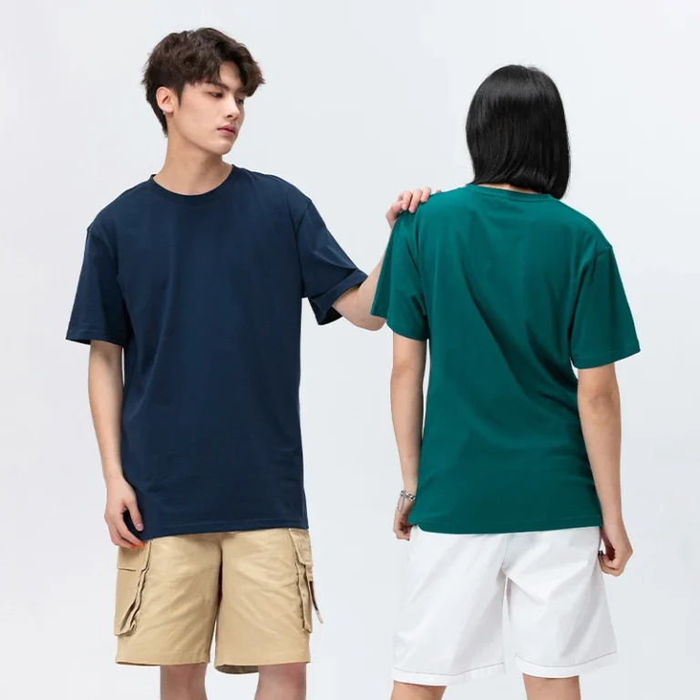 Mens-Summer-Cotton-Polyester-T-shirt-Quick-Dry-Slim-Fit-Casual-Sports-Pattern-Stretch-Short-Sleeve-180-Grams-Knitted-Fabric
