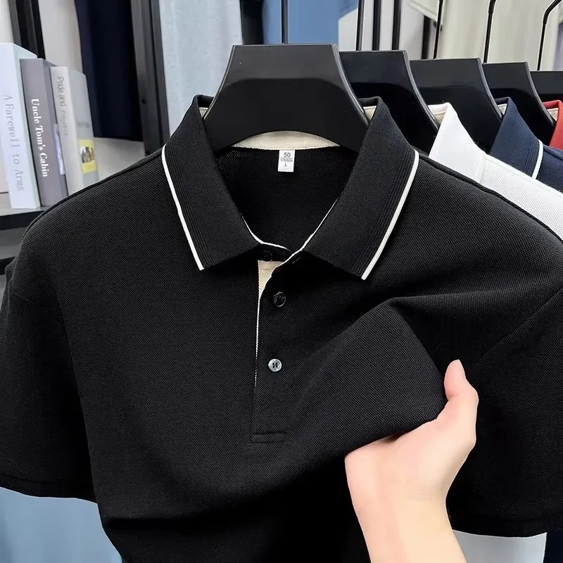 Mens-Summer-Custom-Logo-High-Quality-Button-Cotton-Blank-Pique-Short-Sleeve-Oversized-Polo-T-Shirts-Street-Wear-Polo