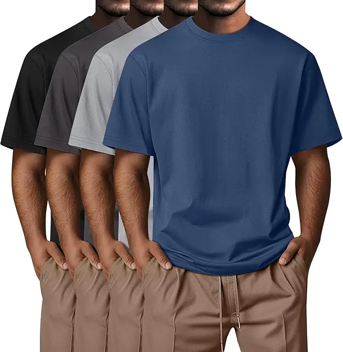 Mens-Summer-Oversized-Cotton-Short-Sleeve-T-shirt