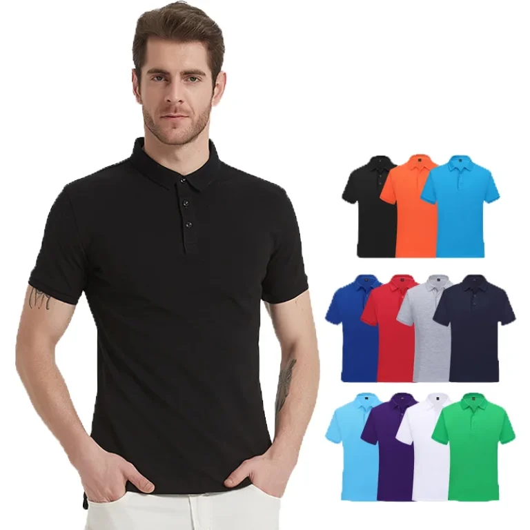Mens-Summer-Quick-Drying-Short-Sleeve-Polo-T-Shirt-Solid-Color-Cotton-with-Custom-Logo-Embroidered-Golf-Print