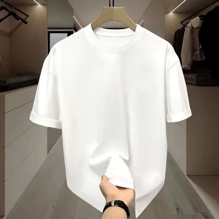Mens-Summer-Round-Neck-T-Shirt-Cute-Printed-Short-Sleeved-Polyester-Cotton-180-Grams-Knitted-Fabric-With-Pattern