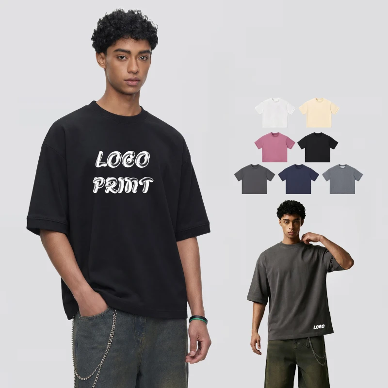 Mens-T-shirt-280gsm-Factory-Custom-Print-Logo-Embroidery-Boxy-Short-T-Shirt