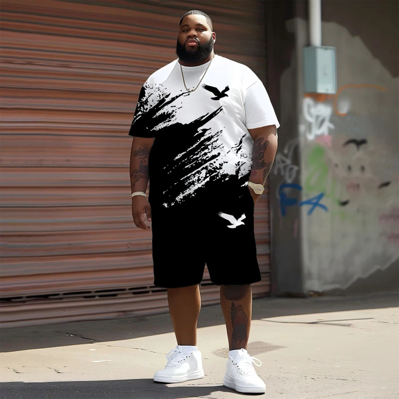 Mens-T-shirt-Set-Loose-Fit-Lazy-Style-Casual-Loungewear-Set