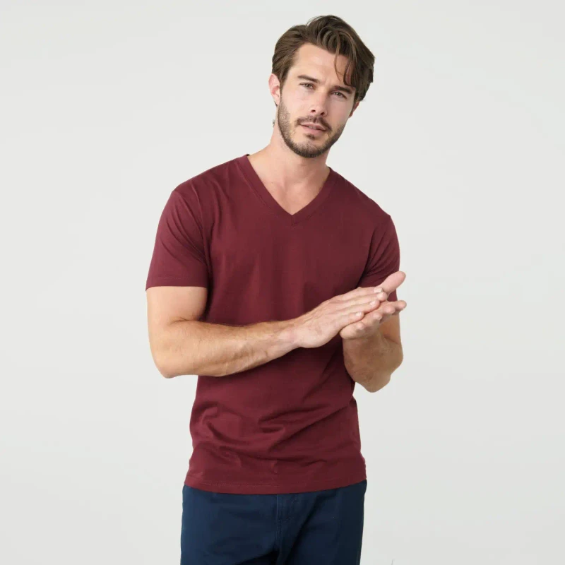 Mens-Ultra-Soft-Bamboo-Viscose-T-Shirt-Knitted-Comfy-Lightweight-Casual-Basic-Cotton-Undershirt-With-Custom-Printing-Logos-Tags