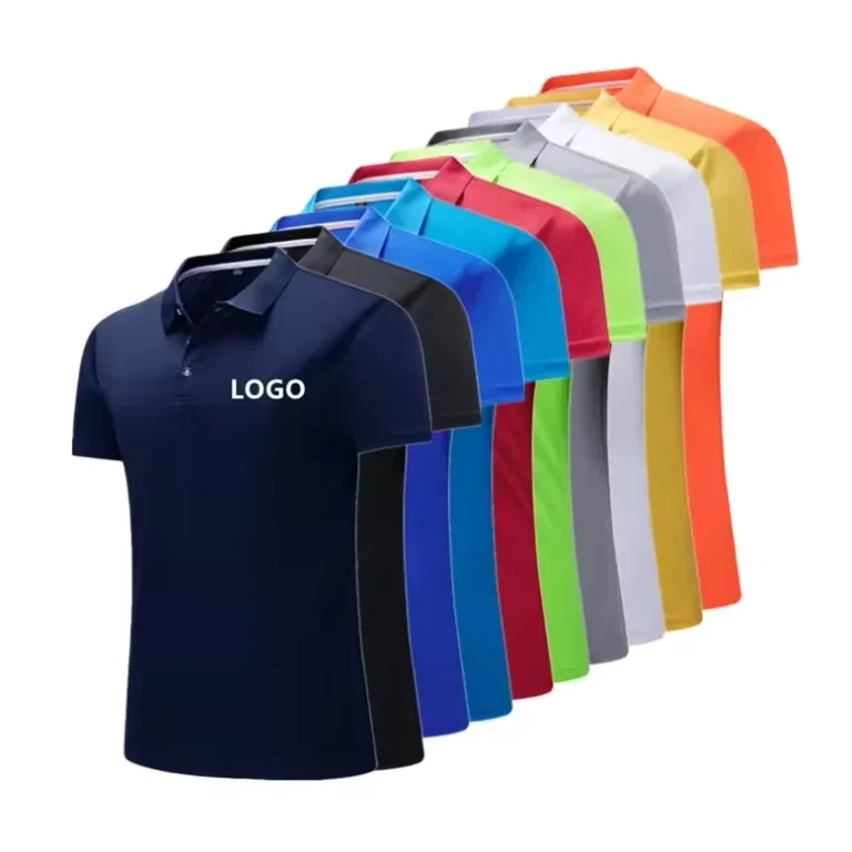 Mens-Unisex-Solid-Knitted-Anti-Wrinkle-Spandex-Cotton-Short-Sleeve-Shirts-with-Front-Custom-Logo-Golf-Sport-Clothing