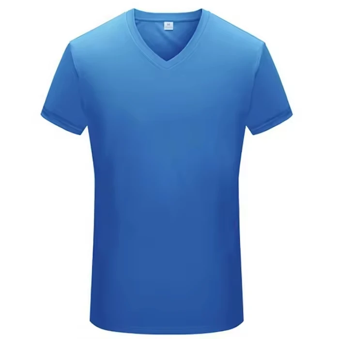 Mens-V-Neck-Short-Sleeve-T-Shirts-5-Vibrant-Colors-Blue-Yellow-Light-Blue-Orange-Gray-Casual-Daily-Wear-Sportswear