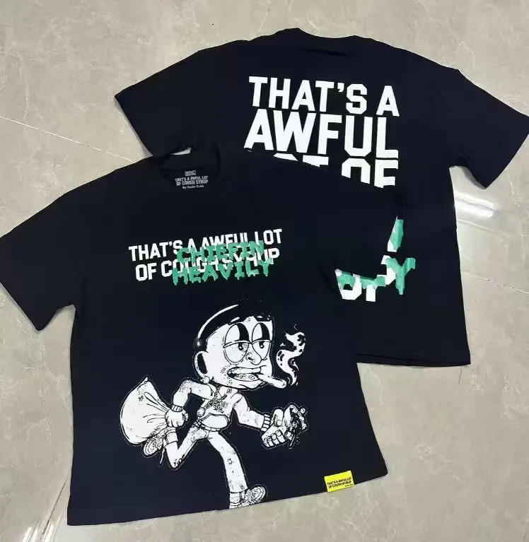 Mens-Vintage-T-Shirt-100-Cotton-DTG-Printed-Custom-COUGH-SYRUP-Rhime-Double-Cup-Design-Breathable-300gsm-Shirts