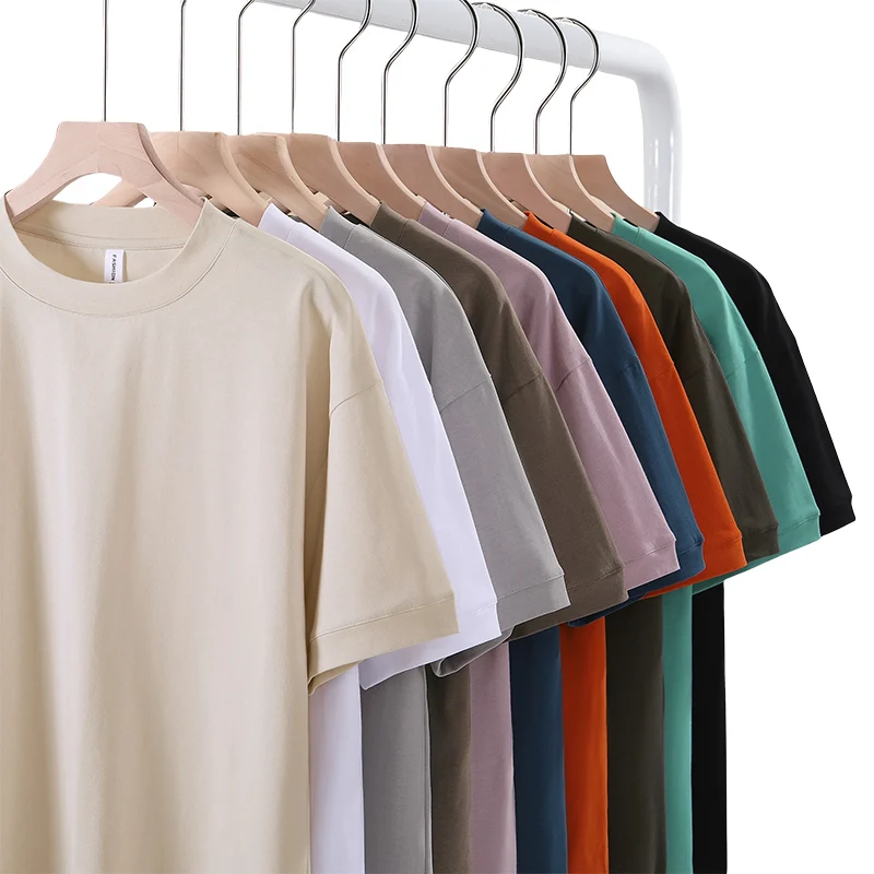 Mens-Womens-100-Cotton-Custom-Printed-Embroidery-Blank-T-shirt-200-Gms-Ribbed-Round-Neck-Unisex-Oversized-Knitted-T-shirt-1