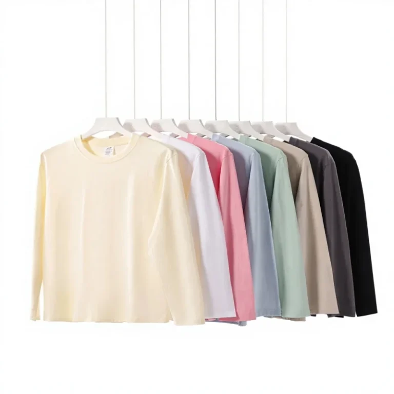 Mens-Womens-230g-Heavy-Cotton-Long-Sleeve-Casual-Loose-Fit-Solid-Color-Blank-T-Shirt-Breathable-Moisture-Wicking