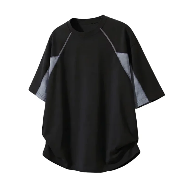 Mens-Y2K-Color-Block-T-Shirt-Custom-Logo-Contrast-Stitching-Crew-Neck-Short-Sleeve-Tee-Bulk-Order-Streetwear-Top