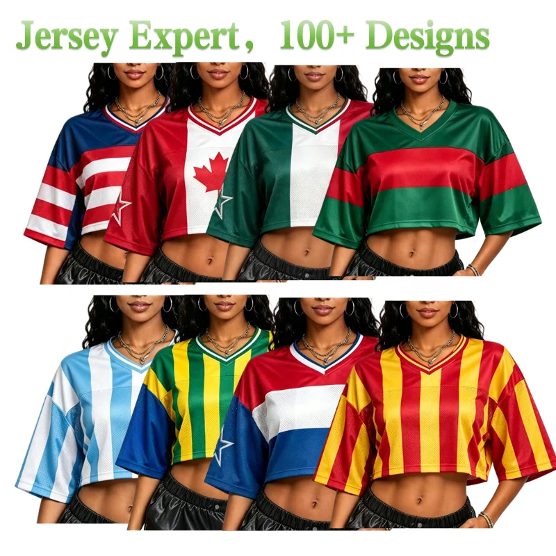 Mexico-Canada-Flag-Color-Womens-Football-Jersey-Crop-Top-W-Cup-Drop-Shoulder-Loose-Fit-Sexy-Team-Fan-Wear-T-Shirt