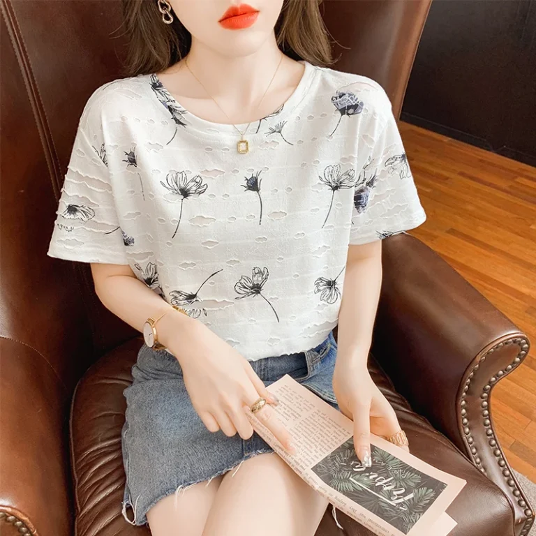 Mexico-Station-Loose-Short-Sleeved-Womens-Beautiful-Printed-Loose-Womens-T-shirt-Round-Neck-Casual-Top