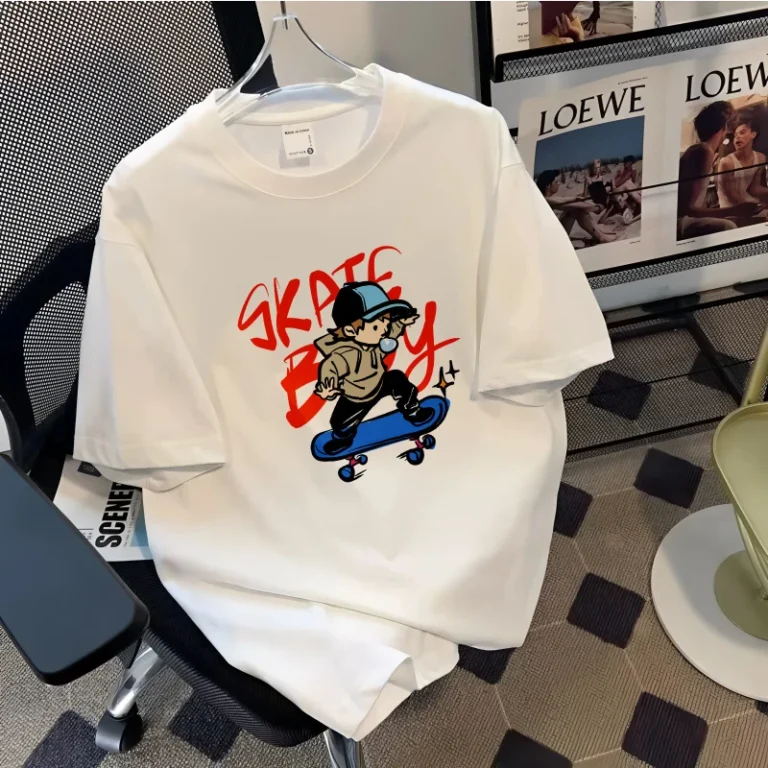 New-American-Retro-Pure-Cotton-Breathable-Short-Sleeved-T-shirt-MenS-Round-Neck-Loose-Oversized-Top-Casual
