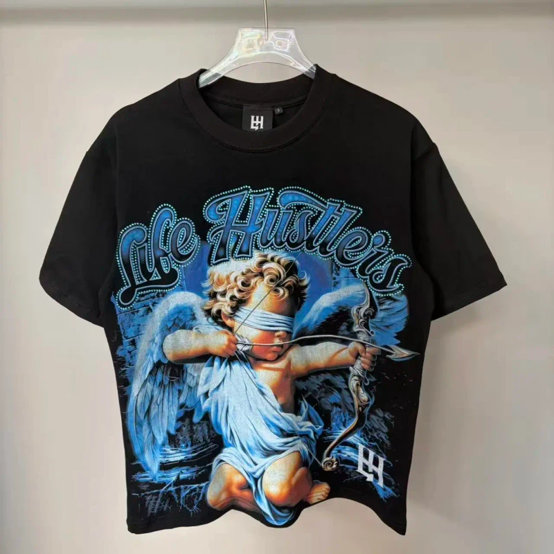 New-Brand-Life-Hustlers-Mens-T-shirt-Heavy-Duty-Hot-Diamond-Designer-Pattern-T-shirt-High-Quality