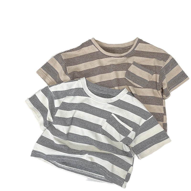 New-Breathable-Kids-Shirts-Summer-Childrens-Short-Sleeve-Striped-T-shirt-for-Boys-and-Girls-Childrens-Clothes