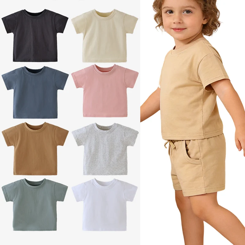 New-Color-Solid-Color-Organic-Cotton-Baby-T-Shirt-Summer-Top-Shirt-Kids-Children-Shirt