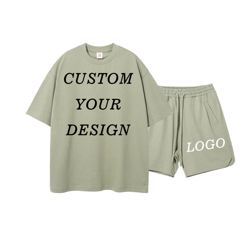 New-Design-Shirt-Custom-logo-Summer-Casual-Two-Piece-Tshirt-and-Shorts-Streetwear-100-Cotton-Fashion-t-Shirt-Suit