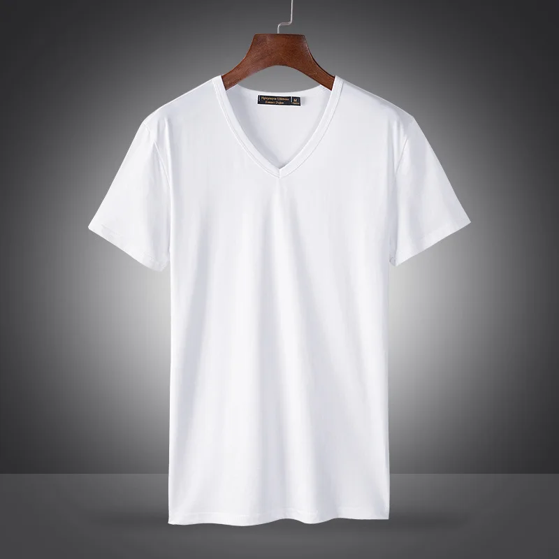 New-Design100-Cotton-Modal-Mens-Short-Sleeve-T-shirt-Summer-Quick-Dry-V-neck-Tshirt