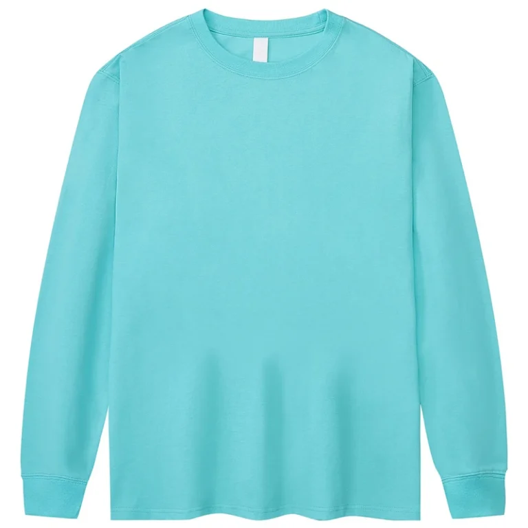 New-Fashion-Custom-Embroidery-230gsm-Cotton-Heavy-Blank-Shirt-Round-Neck-Long-Sleeve-Solid-Color-Thickened-T-shirt
