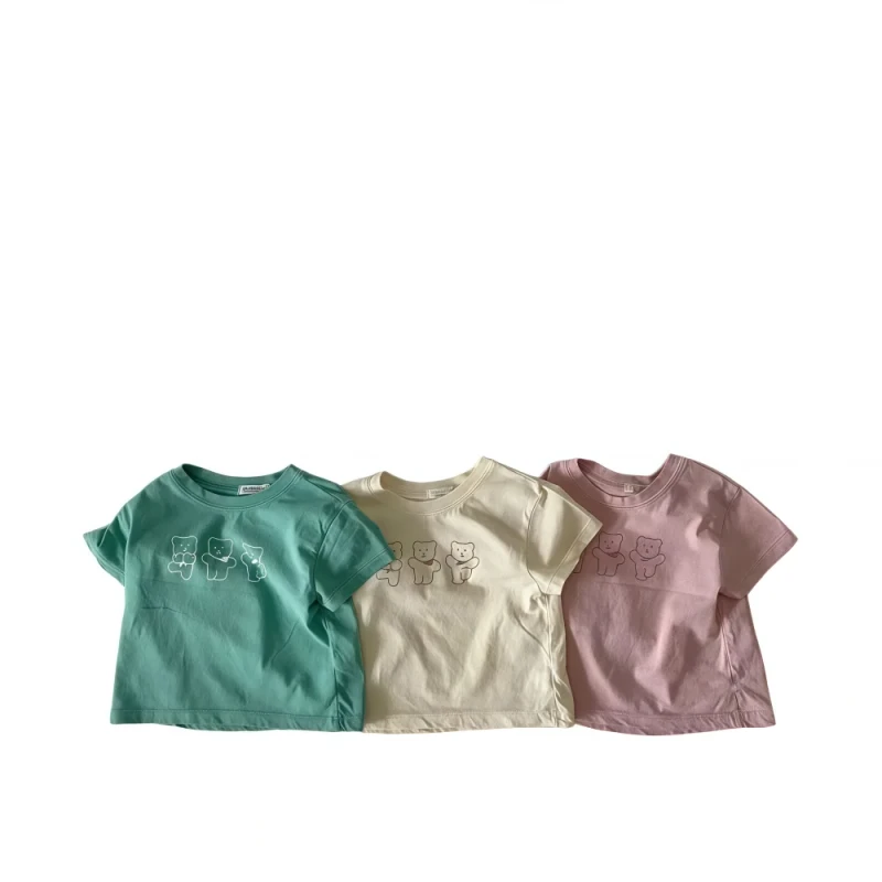 New-Kids-Cute-Bear-T-shirt-3-Colors-Cotton-Soft-Quick-Dry-Eco-Friendly-Short-Sleeve-for-Toddler-Boys-Girls-Summer-Playwear