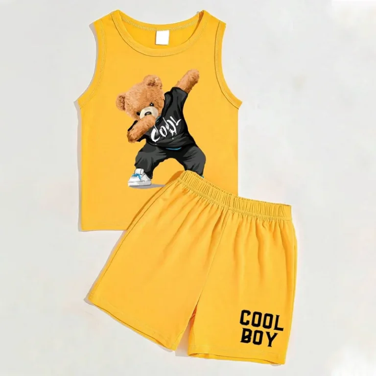 New-Products-Unisex-Cotton-Boy-T-Shirt-Sleeveless-Casual-Formal-Wear-Printed-Pattern-Summer-Kids-Tracksuits