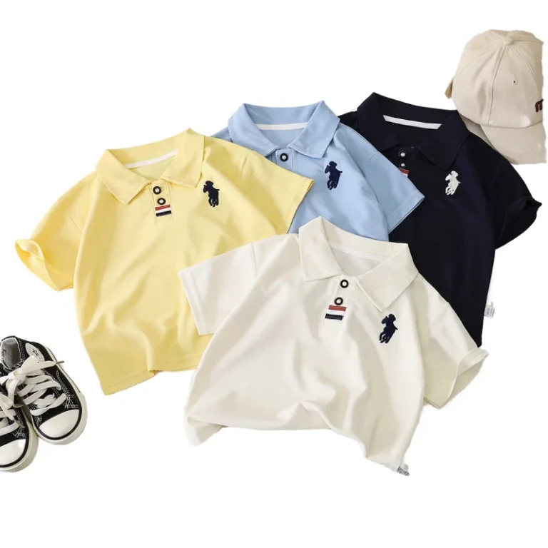 New-Short-Sleeve-Kids-T-Shirt-for-Boys-1-7-Years-Casual-Polo-Shirt-with-Embroidered-Design