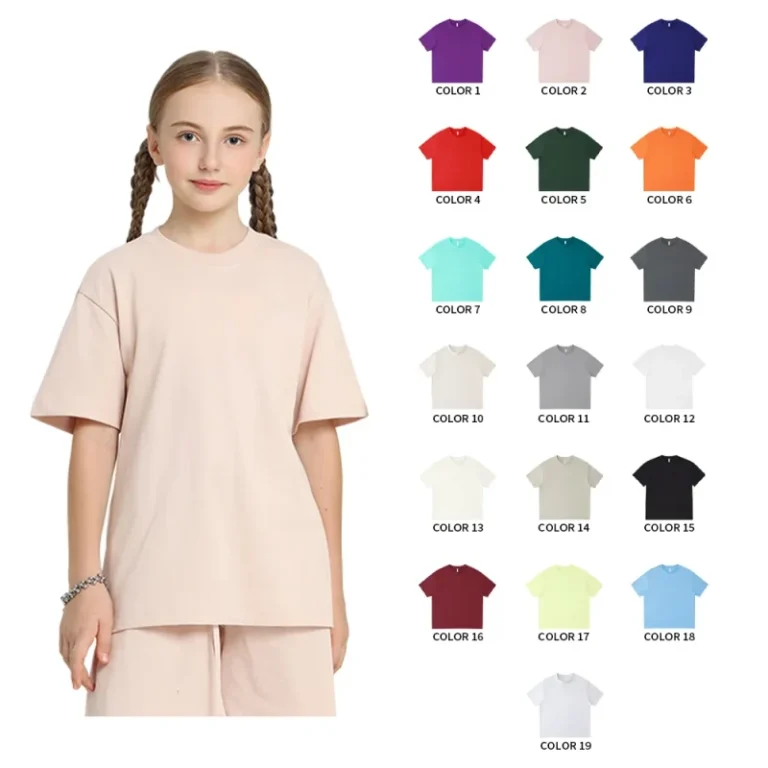 New-Style-Childrens-100-Cotton-Oversized-Short-Sleeve-Printed-Customized-Logo-Blank-T-Shirt