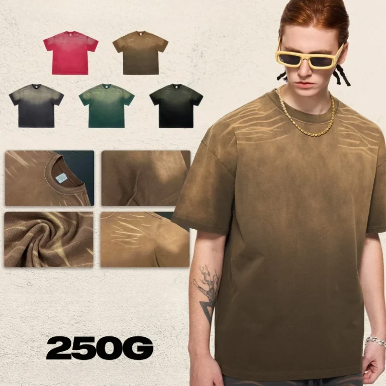 New-Style-Mens-Tiger-Stripe-Spray-Dyed-Vintage-Gradient-Oversized-Short-Sleeve-Cotton-T-Shirt-Crew-Neck-Streetwear-Tee