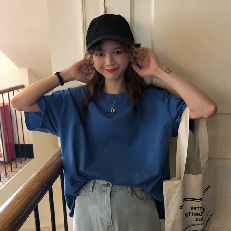 New-Summer-Fashion-Versatile-Super-Popular-CEC-Internet-Celebrity-Womens-Short-Sleeve-T-Shirt-Korean-Style-Loose