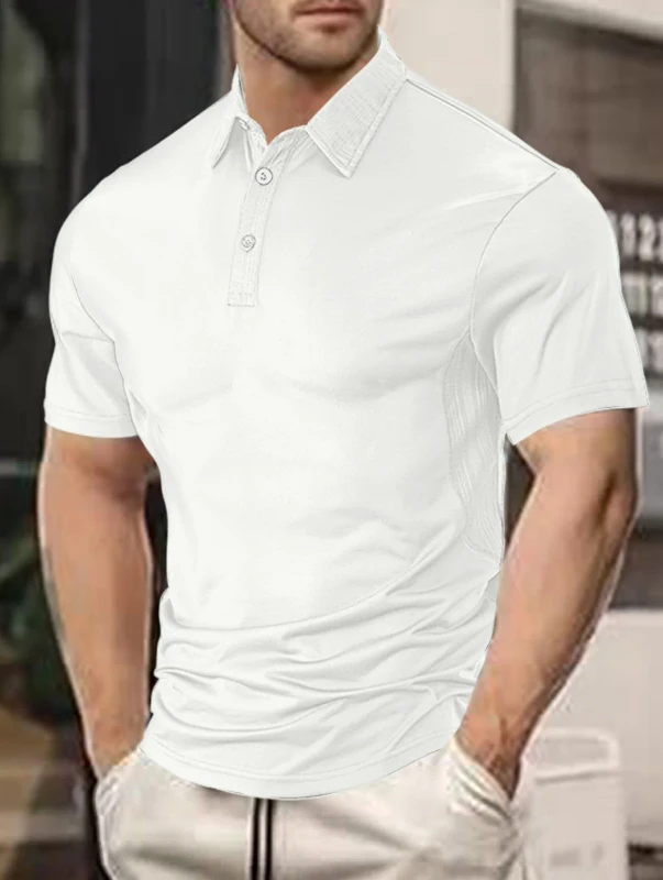 New-Summer-Mens-Polo-Shirt-Stylish-Collared-Relaxed-Fit-Solid-Color-Short-Sleeve-T-Shirt