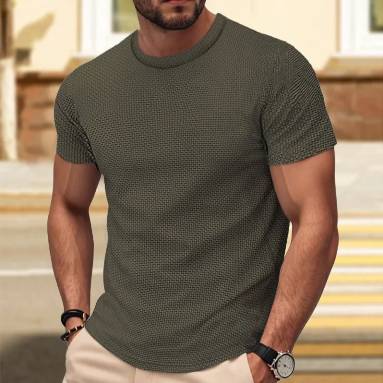 New-Summer-Mens-Solid-Color-Round-Neck-Short-Sleeved-T-shirt-Breathable-High-Elastic-Casual-Sport-T-shirt-Top