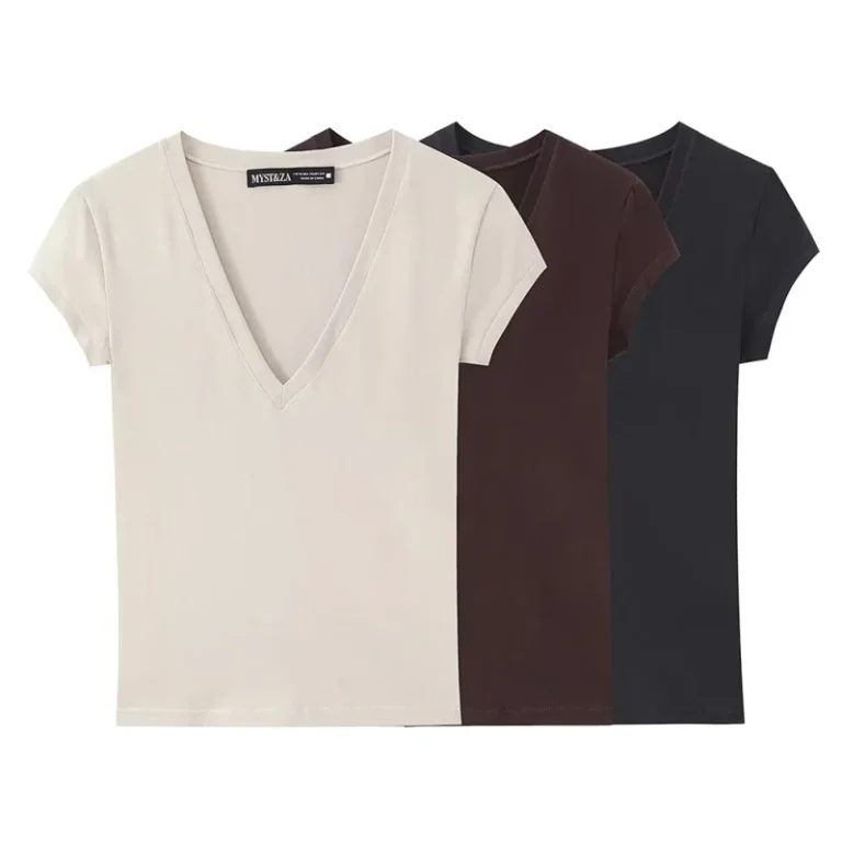 New-Womens-T-shirts-Fashion-V-Neck-Short-Sleeve-T-Shirt-Women-Cotton-Tees-Summer-Casual-Simple-Solid-Ladies-Top