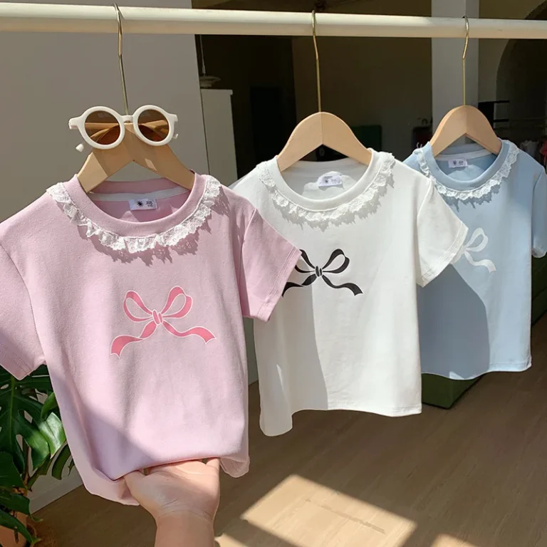 New-summer-kids-shirts-girls-Short-Sleeve-T-shirt-baby-Summer-Print-Top-Style-round-Neck-Standard-Fit
