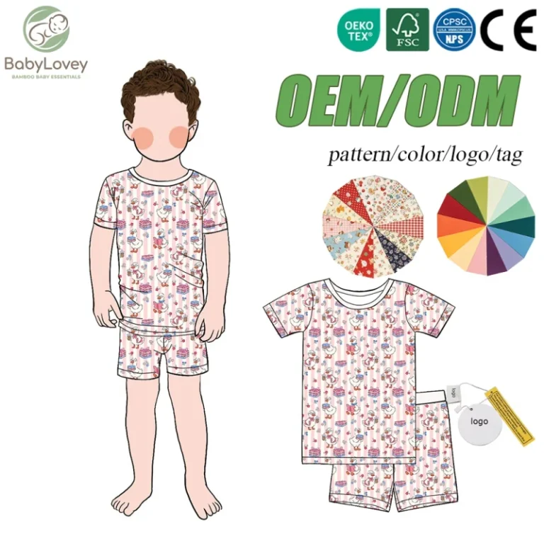 ODM-Custom-Print-Bamboo-Boys-Two-Piece-Sets-T-Shirt-Shorts-Low-MOQ-Kids-Wear