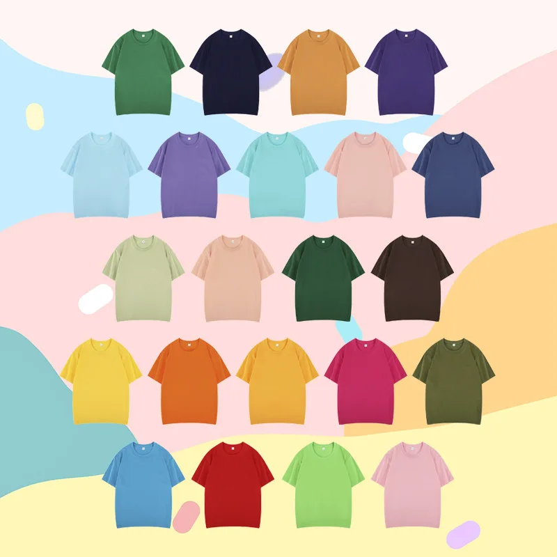 ODM-OEM-Kids-Short-Sleeve-T-Shirt-200g-100-Cotton-Childrens-Tops-Base-Shirts-with-Logo-Summer