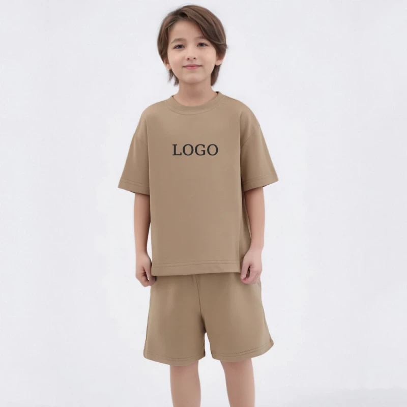 OEM-100-Cotton-Kids-T-shirts-Designer-Printed-Plain-White-T-shirt-Pants-Set-Boys-and-Girls