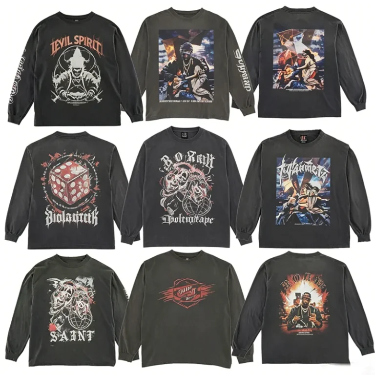 OEM-Bulk-Washed-Knitted-180g-Long-Sleeve-T-Shirt-Streetwear-Hip-Hop-Gothic-Graphic-Print-Oversized-Top-Distressed-Casual-Loose