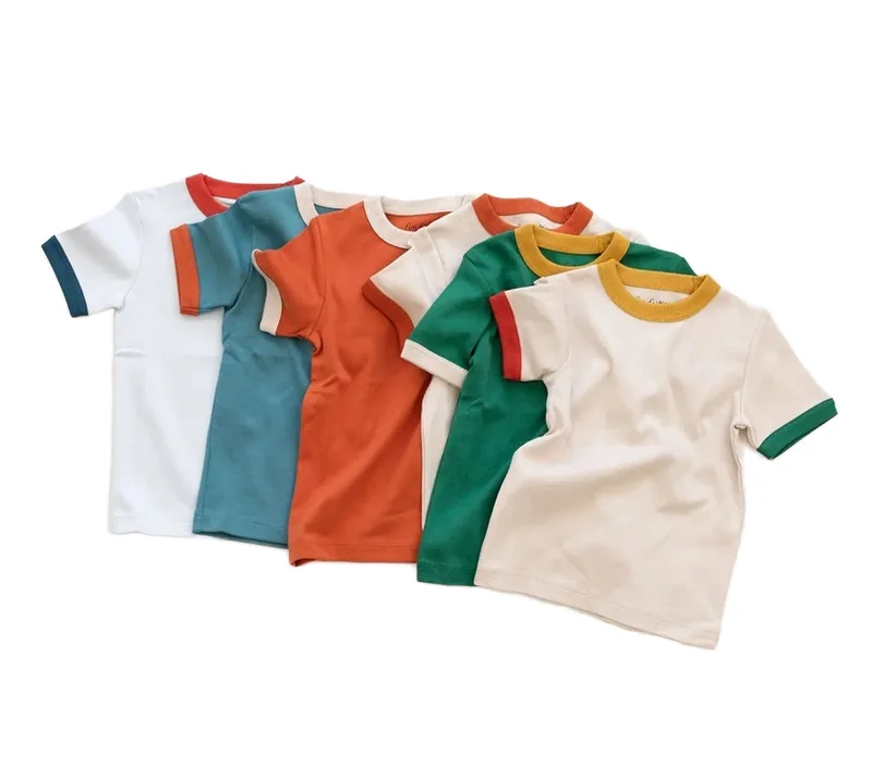 OEM-Children-Short-Sleeve-Custom-Logo-Printing-100-Organic-Cotton-Plain-Blank-Kids-T-Shirts