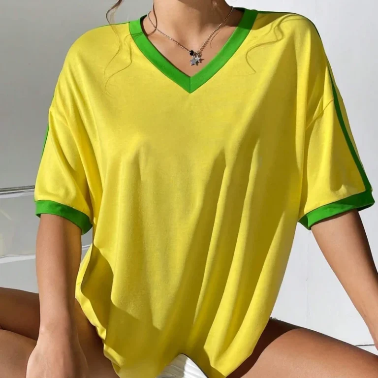 OEM-Custom-Color-T-Shirt-Drop-Shoulder-V-Neck-Short-Sleeve-Oversize-Shirt-100-Cotton-Unisex-Ringer-t-Shirt