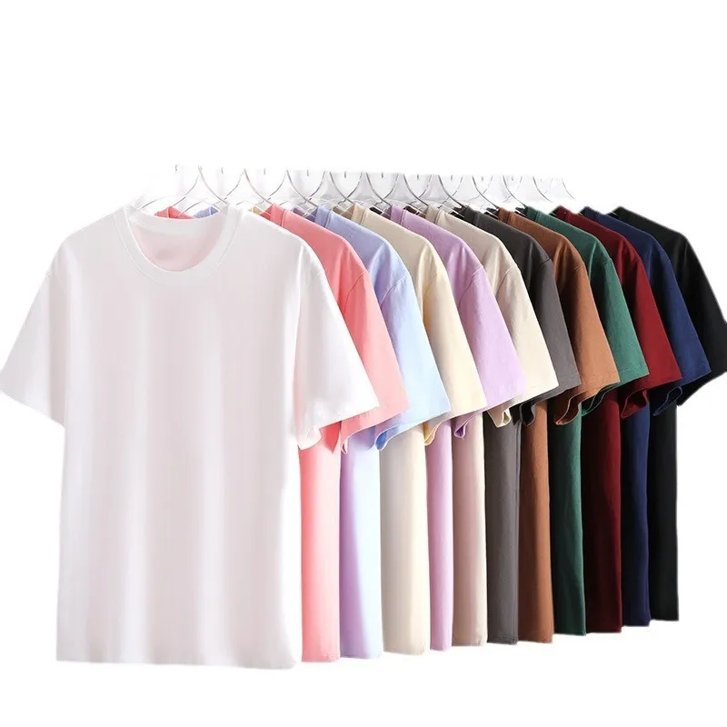 OEM-Custom-Logo-Embroidery-200g-Heavyweight-Cotton-Unisex-Short-Sleeve-T-Shirt-Hong-Kong-Style-Drop-Plus-Size-Mens-T-shirt