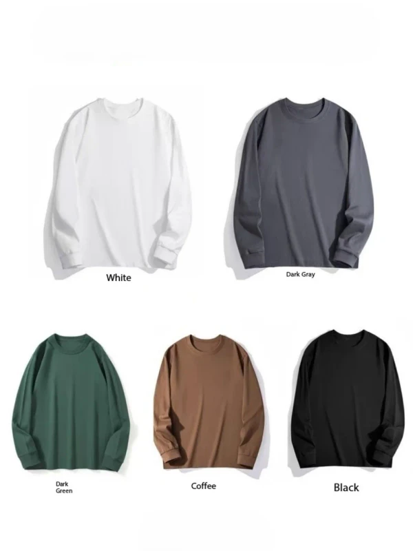 OEM-Custom-Logo-Embroidery-T-Shirt-200g-Mens-Long-Sleeve-Solid-Color-Crew-Neck-Unisex-Base-Layer-Spring-Autumn-Plus-Size-TShirt