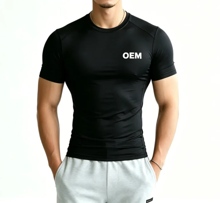 OEM-Custom-Poly-Spandex-160GSM-Slim-Fit-Muscle-Compression-4-Way-Stretch-Quick-Dry-Men-Gym-Training-T-Shirt-Performance-1