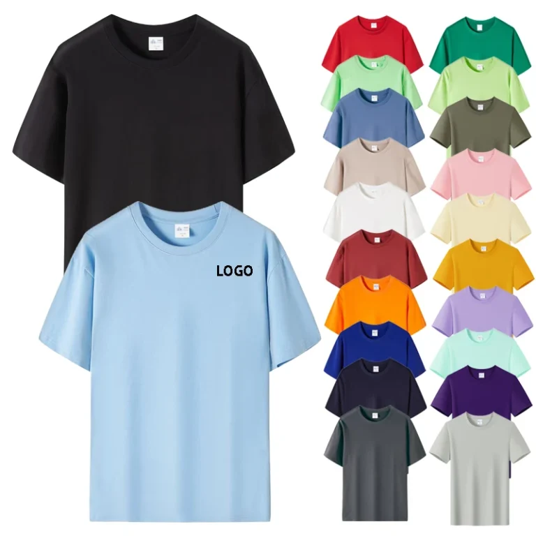 OEM-Customized-Logo-Unisex-Crew-Neck-T-Shirt-Tops-Plain-Jersey-Stretch-95-Cotton-5-Spandex-Quick-Dry-Breathable-Mens-T-shirt