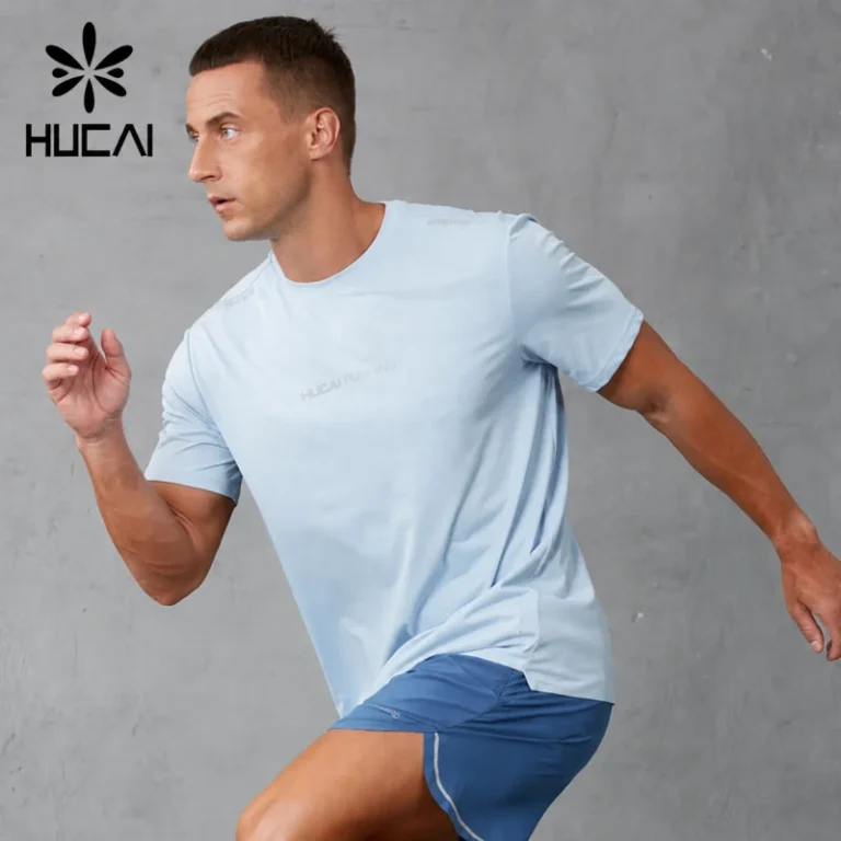 OEM-HUCAI-Custom-logo-Polyester-Lightweight-Bonded-Breathable-Reflective-Dry-Fit-Laser-Perforated-Running-t-Shirt-Men
