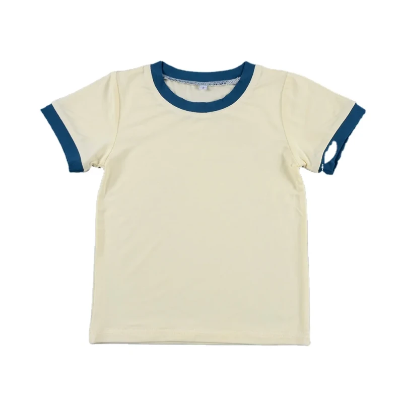 OEM-High-Quality-Ringer-Contrast-Color-Cotton-Plain-100-Cotton-Crew-Neck-Tee-Children-Kids-Toddler-Boys-T-Shirt-Solid-Unisex