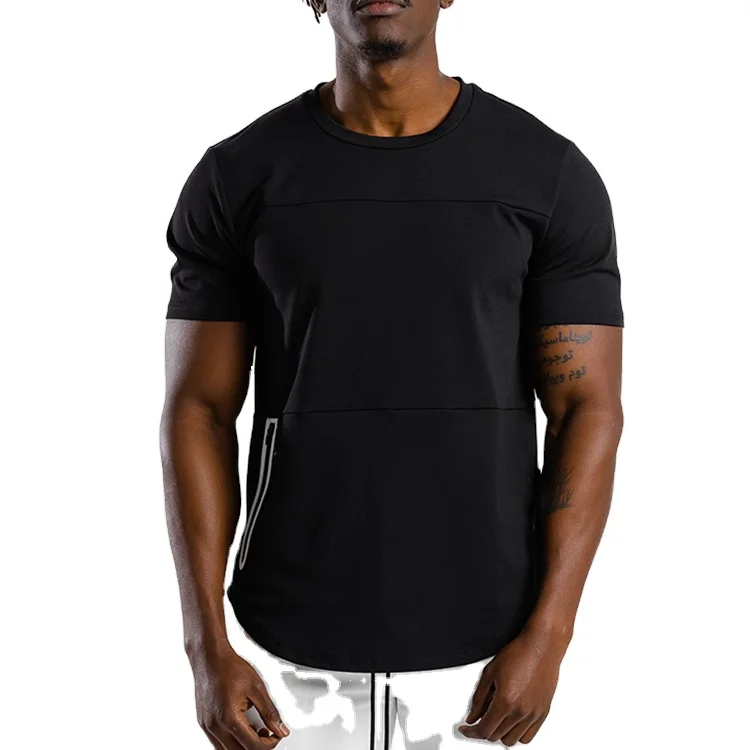 OEM-Manufacturer-Cotton-Tee-Shirt-Custom-Blank-Workout-Premium-Zipper-Tshirt-Essential-Breathable-Organic-T-shirt