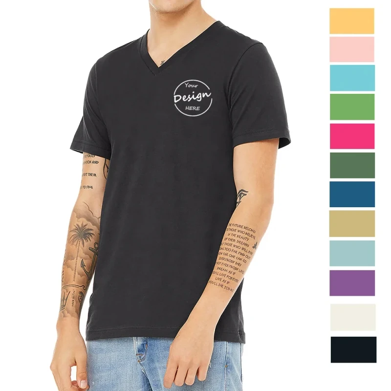 OEM-Mens-Rayon-T-shirts-Short-Sleeve-Bulk-Puff-Printing-Basic-Plain-Super-Soft-Viscose-V-Neck-Tshirt-Men