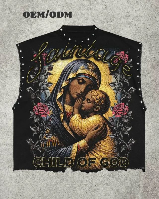 OEM-ODM-Custom-Printed-T-Shirt-for-Men-Vintage-Washed-Distressed-Sleeveless-Vest-Rivet-Studded-Jesus-Graphic-Streetwear-Crop-Top