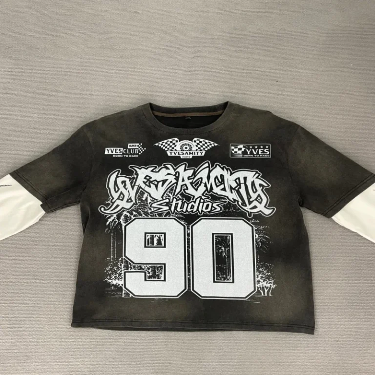 OEM-ODM-Mens-Oversized-Heavyweight-Boxy-Cotton-300-Gsm-Distressed-T-Shirt-High-Quality-Double-Fabric-with-Print-Pattern